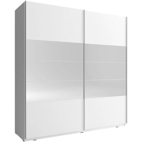 Armoire de rangement MIKA I 150 cm 2 Portes Coulissantes Miroir Blanc Mat