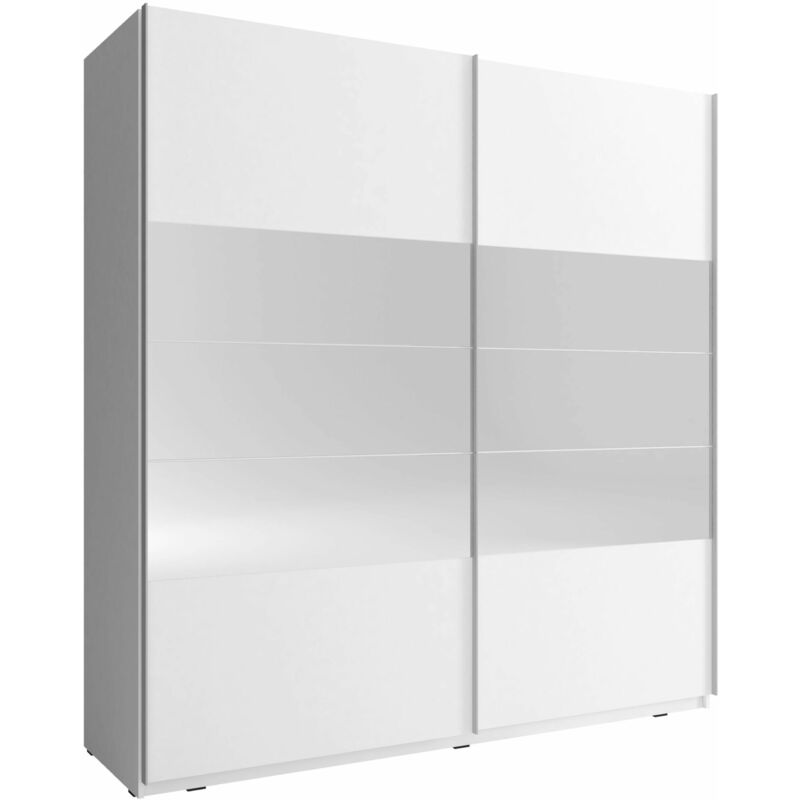 Bim Furniture - Armoire de rangement mika i 200 cm 2 Portes Coulissantes Miroir Blanc Mat