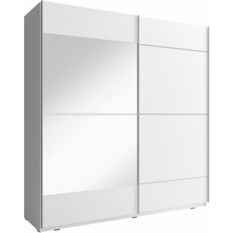 Bim Furniture - Armoire de rangement mika iv 200 cm 2 Portes Coulissantes Miroir Blanc Mat