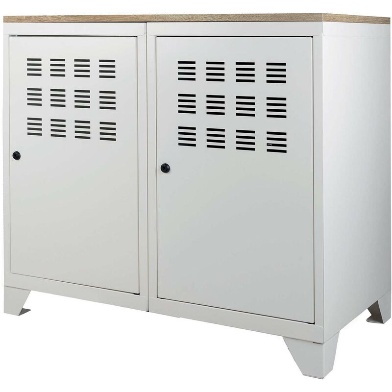 Armoire de rangement métal 2 portes Blanc mat