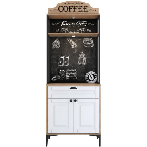 Armoire de rangement multifonctionnelle Cabinet Noyer Blanc
