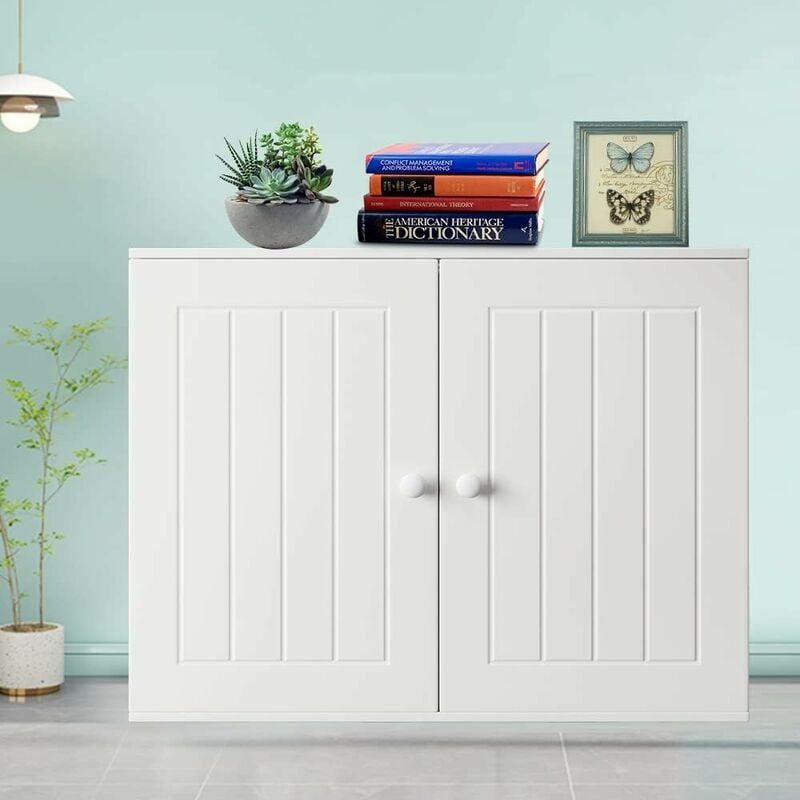 Dayplus - Armoire de rangement murale, armoire de rangement de cuisine de salle de bains double porte