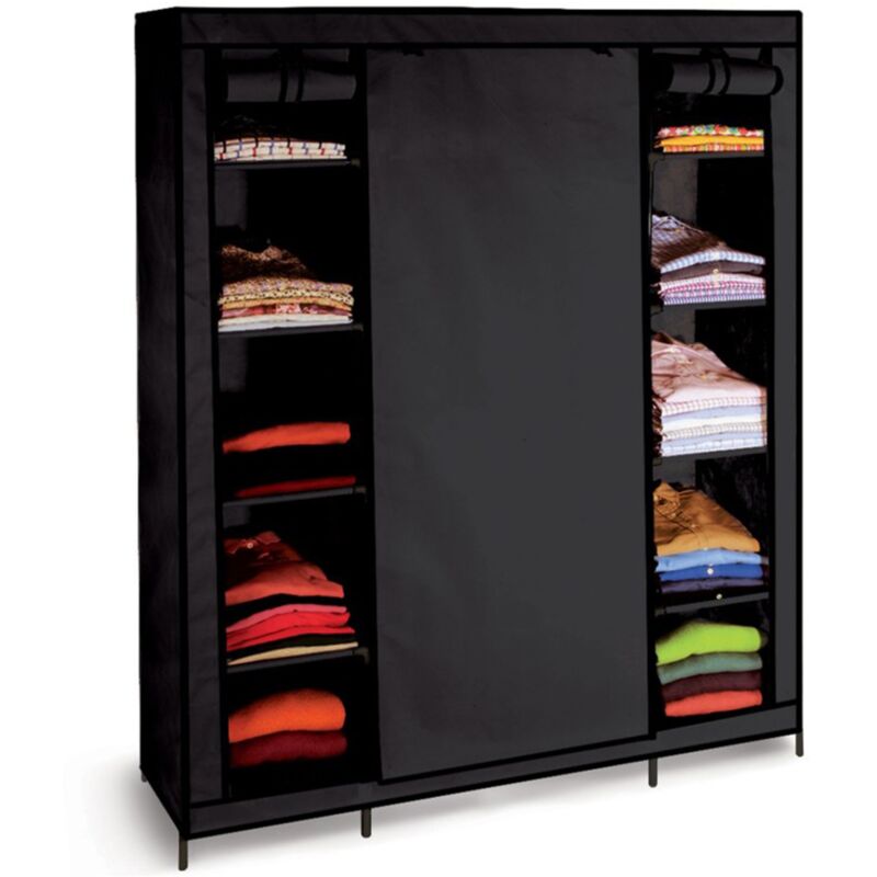 Idmarket - Armoire de rangement penderie pliable vêtements en tissu noir dressing xxl