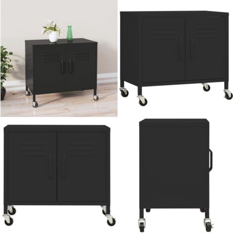 Armoire de rangement Noir 60x35x56 cm Acier - Meuble De Rangement - Armoire De Rangement - Armoire Métallique - Meuble Noir - Rangement Salle De Séjour - Home & Living