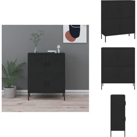 Armoire de rangement Noir 80x35x101,5 cm Acier - Armoire De Rangement - Meuble De Rangement - Armoire Noir - Armoire Acier - Étagère Réglable