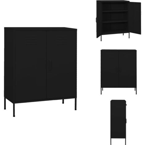 Armoire de rangement Noir 80x35x101,5 cm Acier - Meuble De Rangement - Armoire De Rangement - Armoire Laterale - Buffet Noir - Meuble Acier