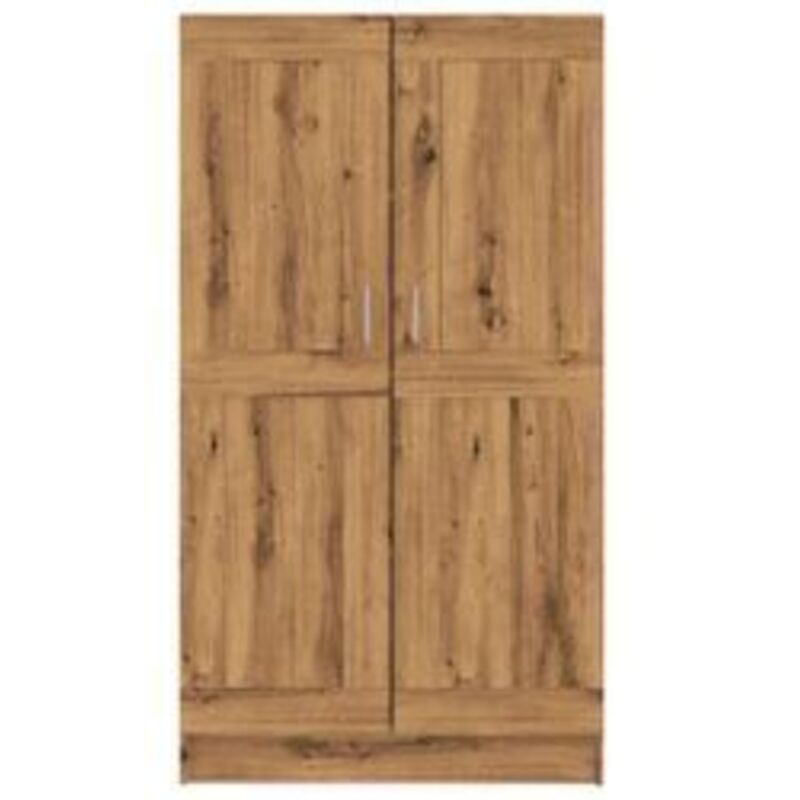 Armoire multifonction mi hauteur 2 portes Kala 82cm - Solution gain de place-Marron clair Armoire multifonction mi hauteur 2 portes Kala 82cm - Solution gain de place-Marron clair