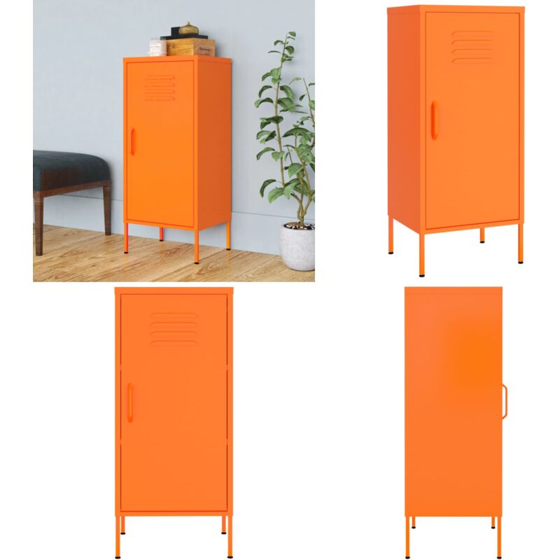 Armoire de rangement Orange 42,5x35x101,5 cm Acier - Meuble De Rangement - Armoire De Rangement - Armoire Métallique - Rangement Salle De Séjour