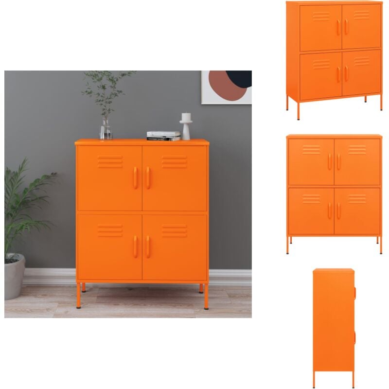 Armoire de rangement Orange 80x35x101,5 cm Acier - Armoire De Rangement - Meuble De Rangement - Armoire Métallique - Rangement Salle De Séjour
