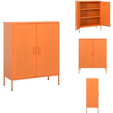 Armoire de rangement Orange 80x35x101,5 cm Acier - Meuble De Rangement - Armoire De Rangement - Armoire Laterale - Buffet - Meuble Acier