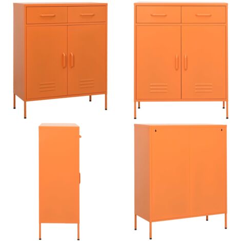 Armoire de rangement Orange 80x35x101,5 cm Acier - Meuble De Rangement - Armoire De Rangement - Armoire Métallique - Rangement Salle De Séjour - Rangement Salon - Home & Living