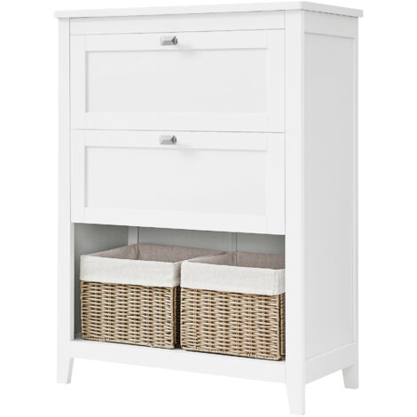 Armoire de Rangement, Organisateur de Salle de Bain, 2 Tiroirs avec Séparateur Ajustable, 30 x 60 x 80 cm, Blanc