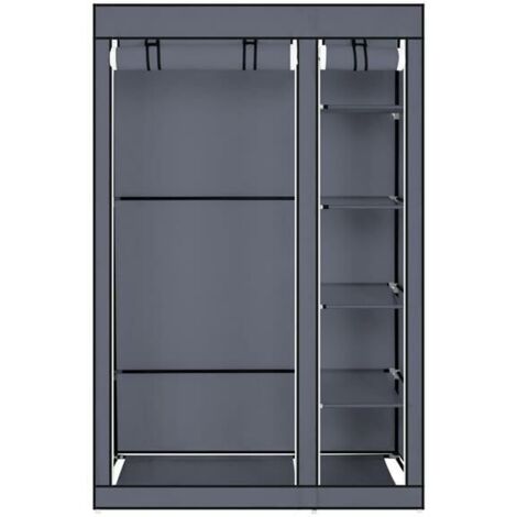Armoire de Rangement penderie Armoire Pliable en Tissu, 175x110x45 cm Gris