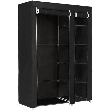Armoire de Rangement, Penderie de vêtement Pliable en Tissu Non-tissé, 110 x 45 x 175 cm, Noir LSF007