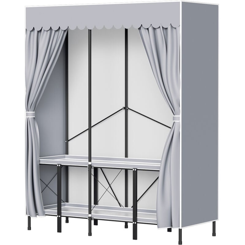 Swanew - Armoire de Rangement - Penderie Pliable - Dressing - xxl - tige de suspension - Noir - 138x170x48cm