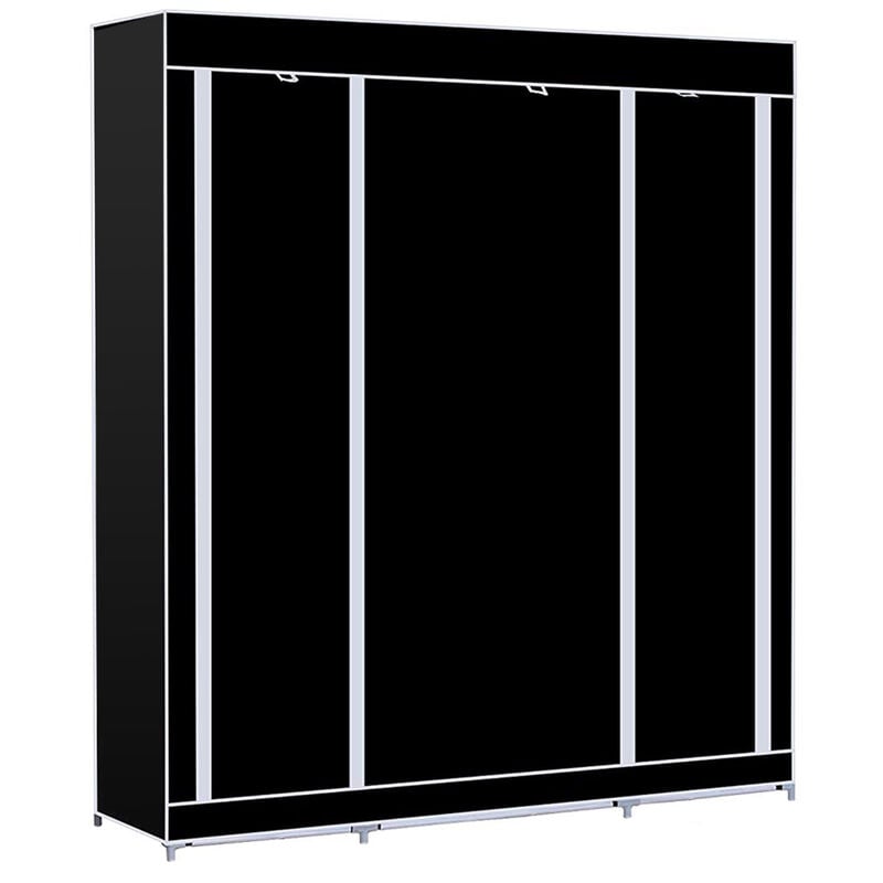 Haloyo - Armoire de Rangement, Penderie Portable avec Barre de Suspension,16745170cm - noir,Porte-vêtements Pliable, Vestiaire, Chambre, Salle d'étude
