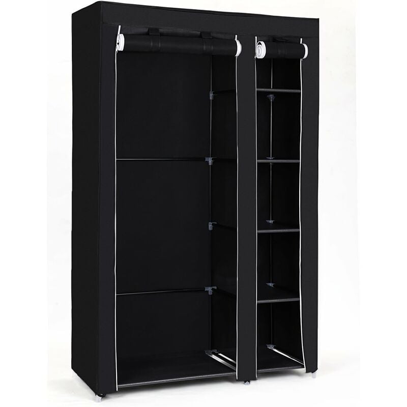 aiducho armoire de rangement penderie tissu armoire chambre portable pour chambre d'adulte avec housse 5 couches - 110x45x175cm, noir