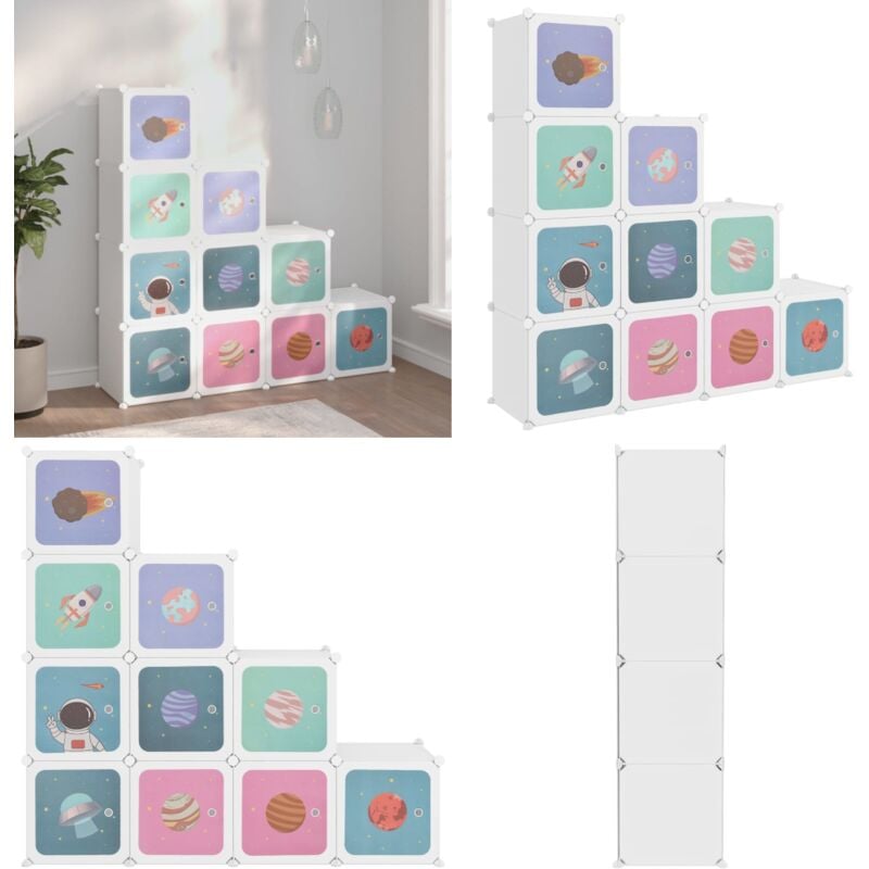 Armoire de rangement pour enfants avec 10 cubes Blanc pp - Meuble Enfant - Rangements Enfants - Armoire Rangement - Étagère Enfant - Organiseur