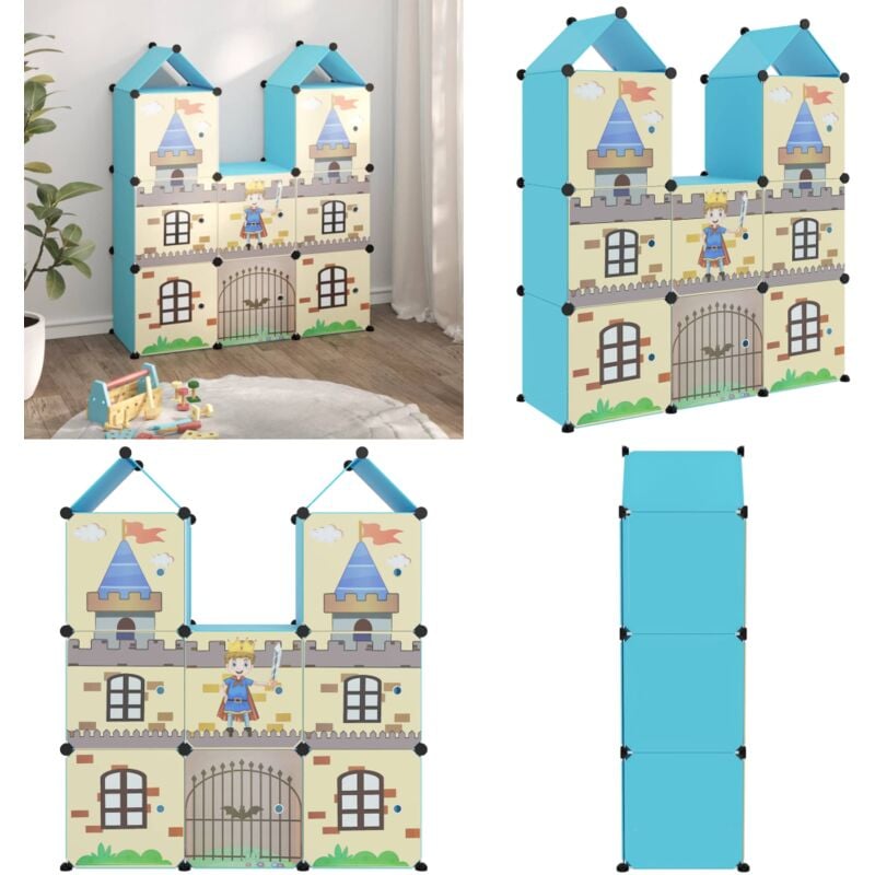 Armoire de rangement pour enfants avec 8 cubes Bleu pp - Meuble Enfant - Rangements Enfants - Étagère Enfant - Armoire Jouet - Organiseur Chambre