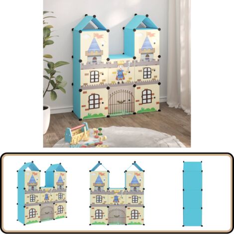 Armoire de rangement pour enfants avec 8 cubes Bleu PP - Meuble Enfant - Rangements Enfants - Étagère Enfant - Armoire Jouet - Organiseur Chambre Enfant
