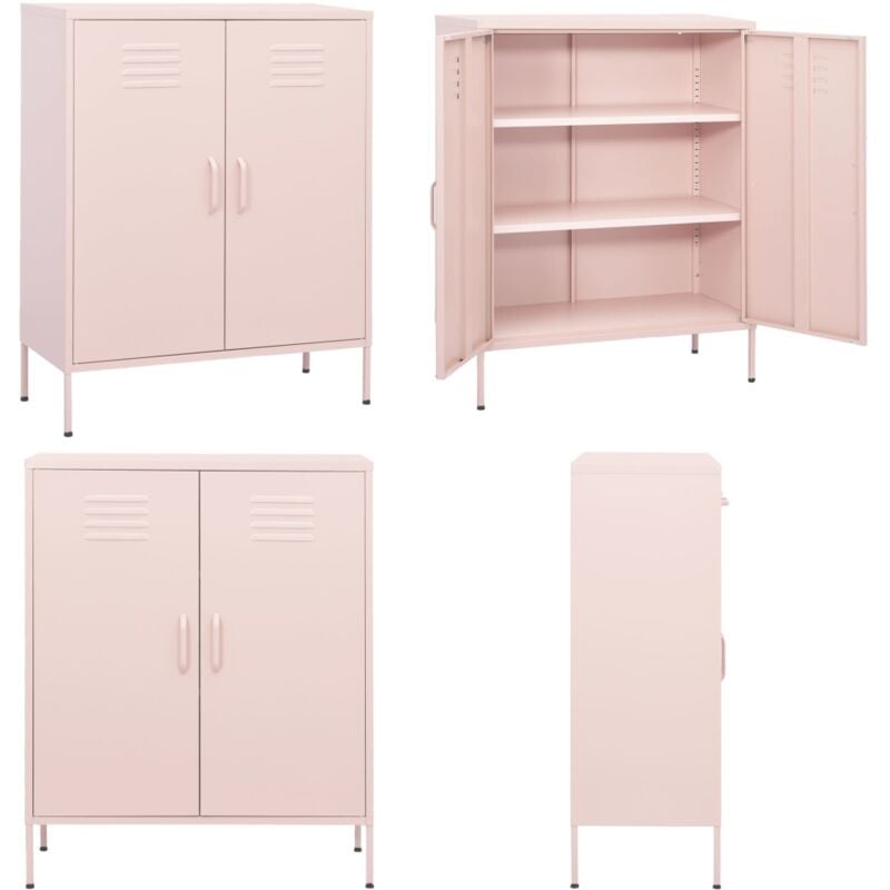 Vidaxl - Armoire de rangement Rose 80x35x101,5 cm Acier - Meuble De Rangement - Armoire Rose - Armoire Laterale - Buffet - Meuble Acier - Home &