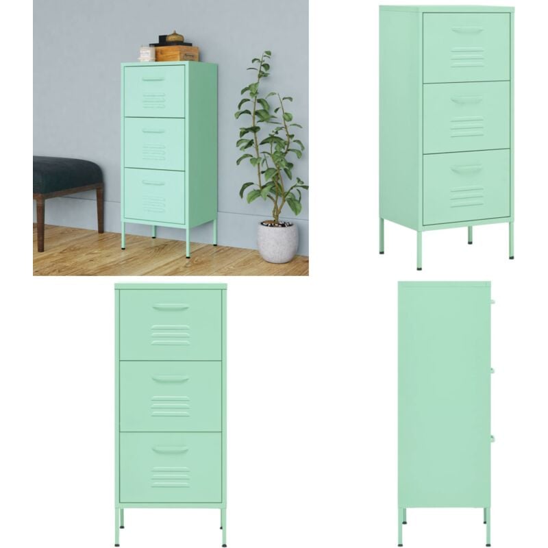 Armoire de rangement Vert menthe 42,5x35x101,5 cm Acier - Meuble De Rangement - Armoire De Rangement - Meuble Vert - Armoire Métallique - Étagère