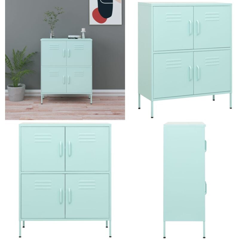 Vidaxl - Armoire de rangement Vert menthe 80x35x101,5 cm Acier - Meuble De Rangement - Armoire De Rangement - Armoire Métallique - Rangement Salle De
