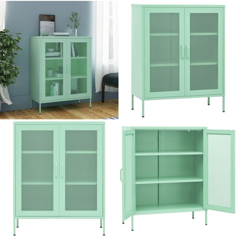 Vidaxl - Armoire de rangement Vert menthe 80x35x101,5 cm Acier - Meuble De Rangement - Armoire De Rangement - Armoire Laterale - Buffet - Meuble Vert