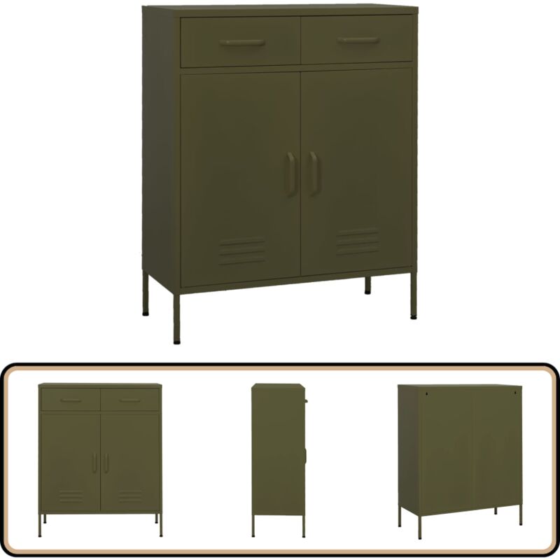 Armoire de rangement Vert olive 80x35x101,5 cm Acier - Meuble De Rangement - Armoire De Rangement - Armoire Métallique - Meuble Acier - Organisation