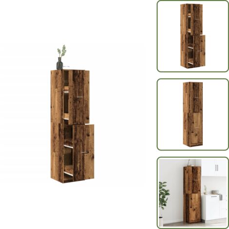 Armoire de rangement - vidaXL Armoire d'apothicaire vieux bois 40x41x174,5 cm bois ingénierie - Tiroirs