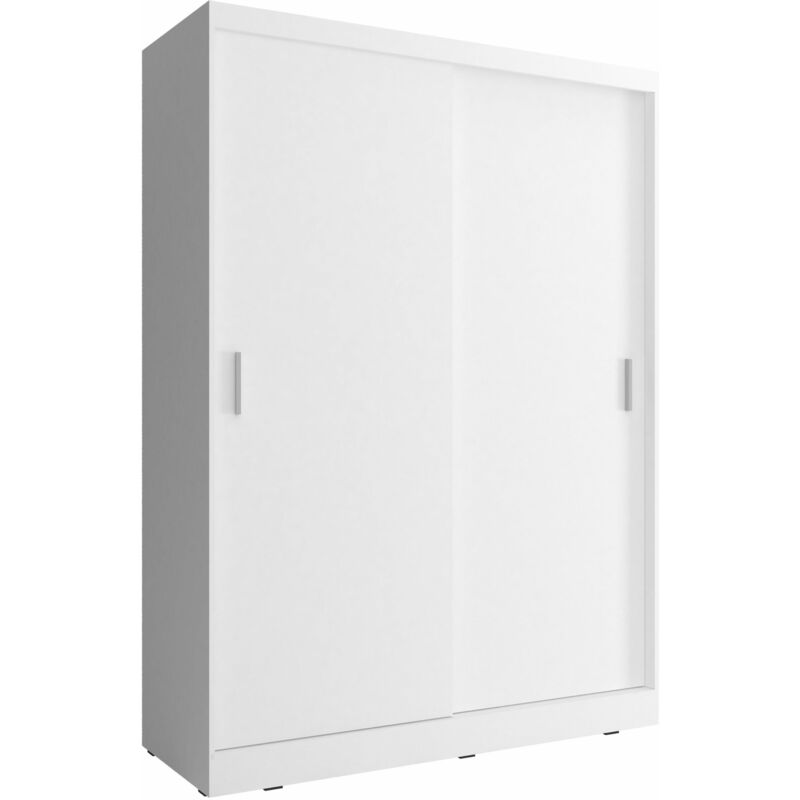 Bim Furniture - Armoire de rangement wiki 130 cm Portes Coulissantes Blanc Mat