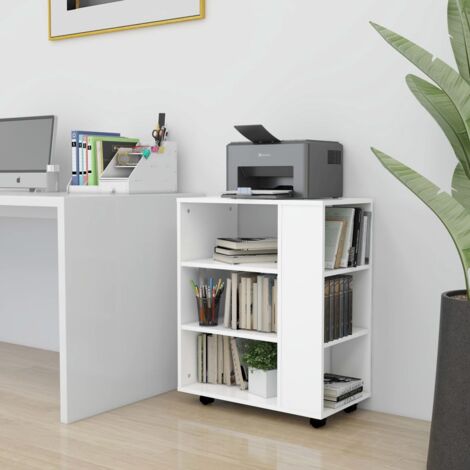 Armoire de rangement，Armoire à roulettes Blanc 60x35x75 cm Bois d’ingénierie CFW14500