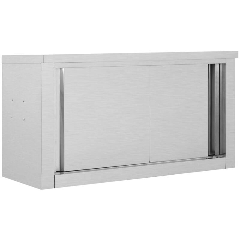 Design In - Armoire de rangement,Armoire de cuisine avec portes coulissantes 90x40x50 cm Inox CFW11812