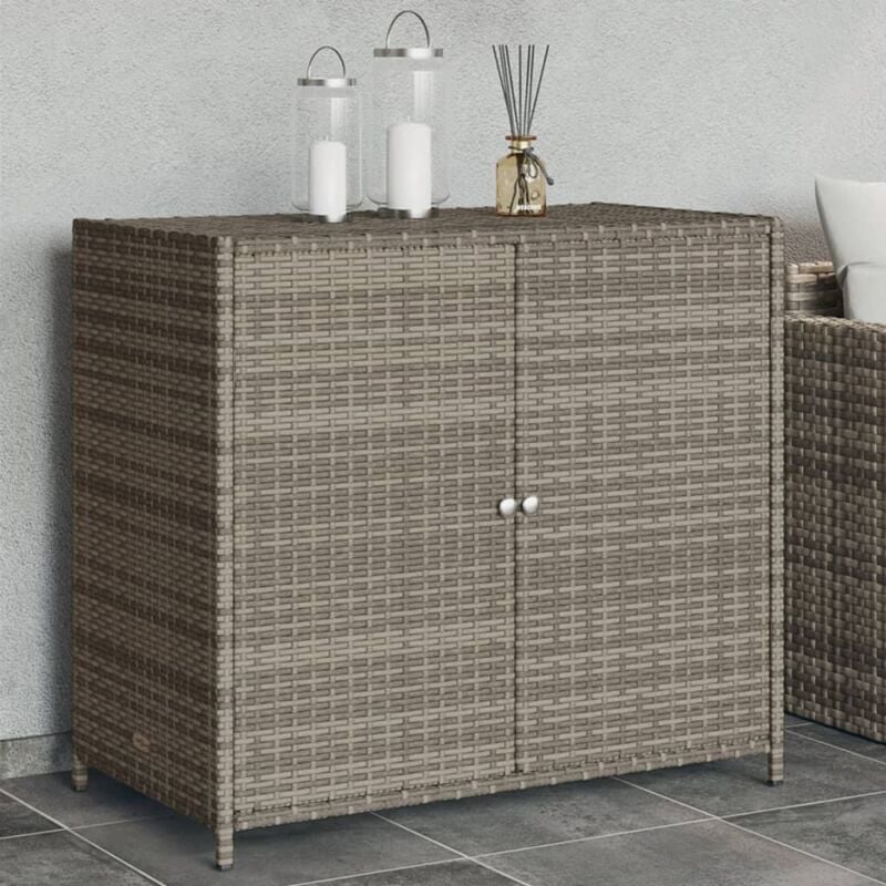 Armoire de rangement,Armoire de rangement de jardin gris 83x45x76 cm résine tressée CFW29386