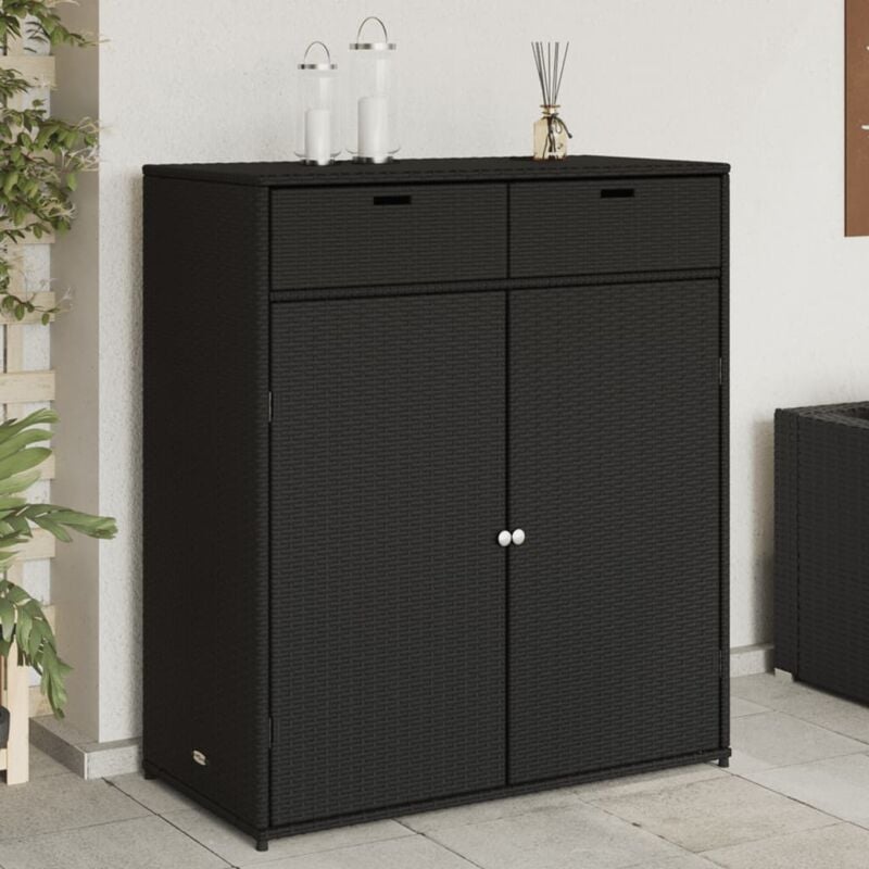 Design In - Armoire de rangement,Armoire de rangement de jardin noir 105x55x113cm résine tressée CFW46894