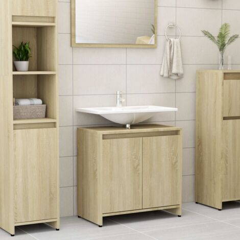 Armoire de rangement，Armoire de salle de bain Chêne sonoma Bois d'ingénierie CFW68448