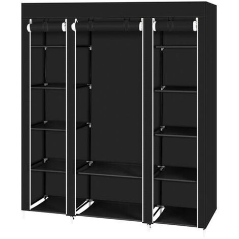 Armoire de Rangement,Garde-Robe Penderies pour Chambre d'adulte,Penderie de vêtement Pliable,Porte-vêtements Pliable,pour Vestiaire, Chambre, Salle d’étude,175 150 45cm- Noir