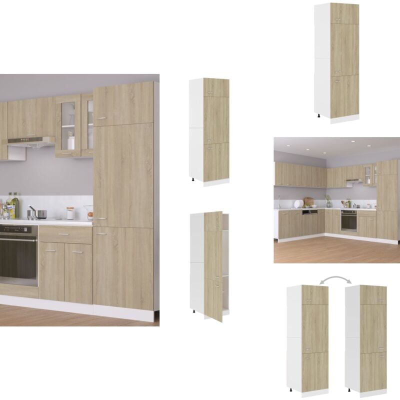 Armoire de réfrigérateur Chêne sonoma Bois d'ingénierie - Armoire De Cuisine - Meuble De Cuisine - Rangement Cuisine - Armoire Réfrigérateurs