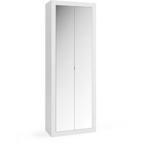 Armoire de salle de bain 2 portes avec miroirs laqué blanc CALIA