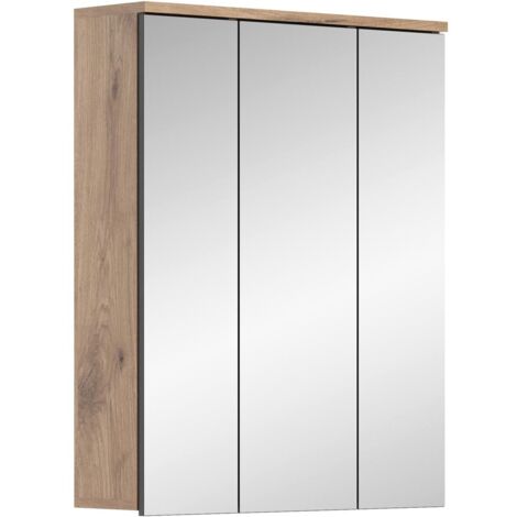 Armoire de salle de bain 3 portes décor chêne - MAZON