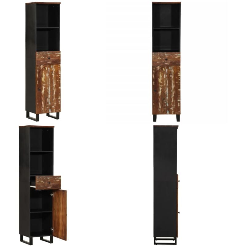 Armoire de salle de bain 38x33x160 cm bois massif récupération - Meuble De Salle De Bain - Armoire De Salle De Bain - Rangement Salle De Bain