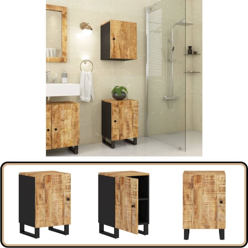 Armoire de salle de bain 38x33x58 cm bois massif de manguier - Meuble De Salle De Bain - Armoire De Salle De Bain - Rangement Salle De Bain - Commode