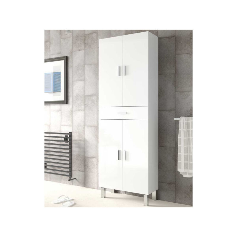 Armoire de salle de bain 4 portes Blanc - enatha - l 60 x l 29 x h 182 cm