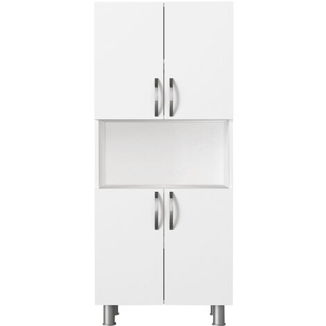 Armoire de salle de bain 4 portes bois blanc 59.4cm