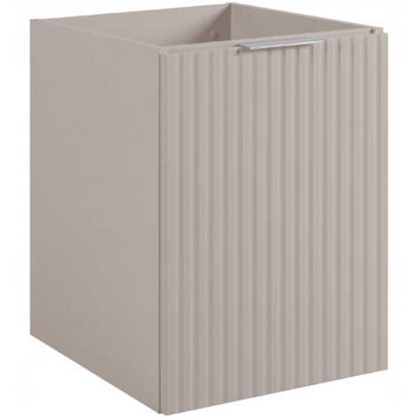 Armoire de salle de bain 40cm  Beige Mat - Bois  L/H/P 40/57/46 cm  Portes striées - Sans plateau - 2 étagères - Meuble de salle de bain - Armoire de salle de bain