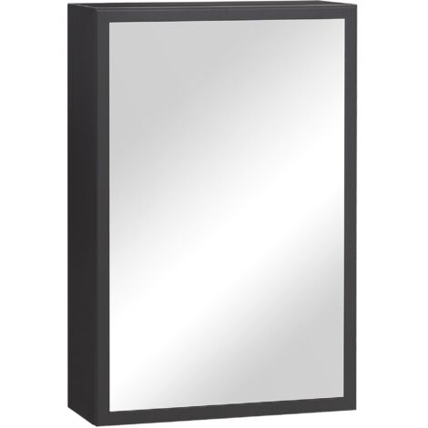Armoire de salle de bain 40x15x60 cm, avec miroir, 3 étagères, armoire murale moderne, meuble de rangement, adapté pour la salle de bain - Noir