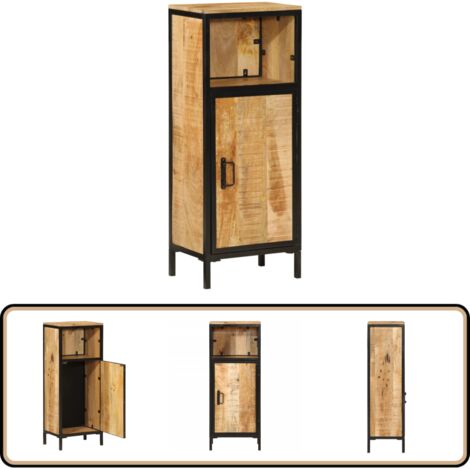 Armoire de salle de bain 40x27x90cm bois massif manguier et fer - Meuble De Salle De Bain - Armoire De Salle De Bain - Rangement Salle De Bain - Commode Salle De Bain - Design Moderne