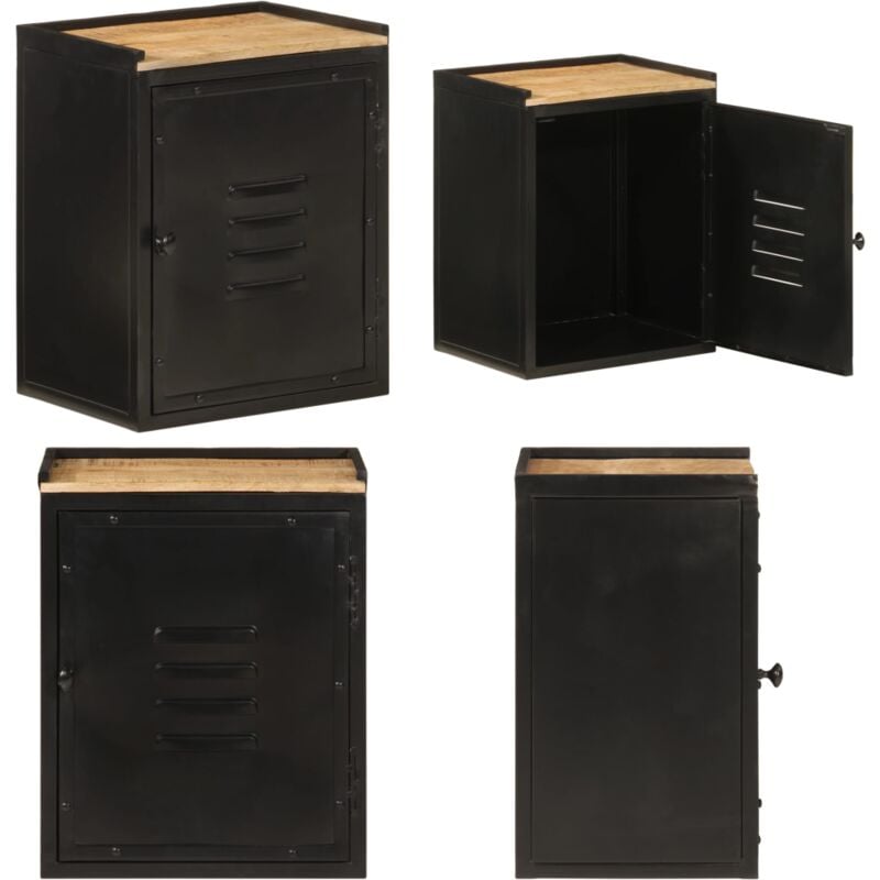 Armoire de salle de bain 40x30x50 cm fer et bois de manguier - Armoire De Salle De Bain - Meuble De Salle De Bain - Rangement Salle De Bain - Armoire