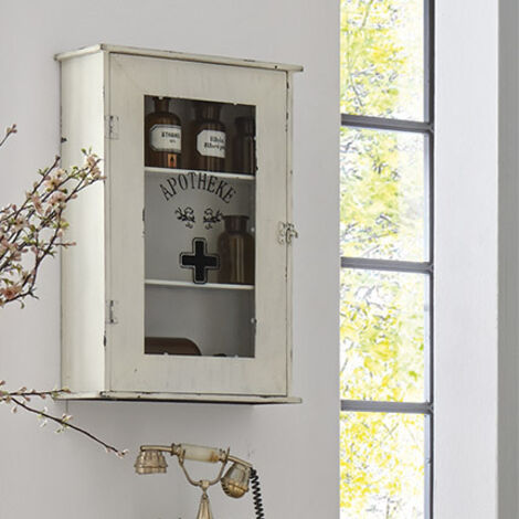 Armoire de salle de bain 43x17x62 cm en métal blanc antique
