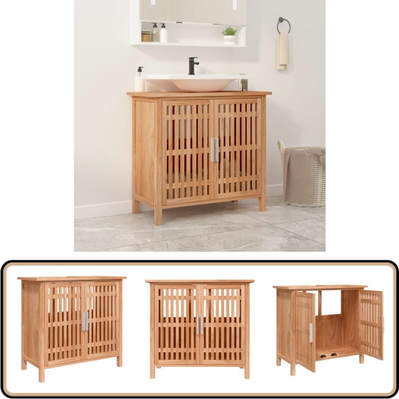 Vidaxl - Armoire de salle de bain 66x29x61,5 cm Bois massif de noyer - Meuble De Salle De Bain - Armoire De Salle De Bain - Meuble Vasque - Commode